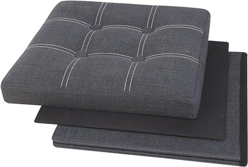 Decor & More Engineered Wood Ottoman Cube, 30*30*30Cm Foldable Storage Box,Footrest Ottoman With Storage Step Stool,Padded Seat With Pocket For Living Room,Foldable Table For Bedroom | Set Of 1 Grey