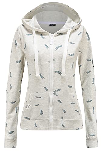TrendiMax Sweat à Capuche Femme Veste Zippé à Manche Longue Hoodie Femme avec Poches, Gris Clair, L Cover