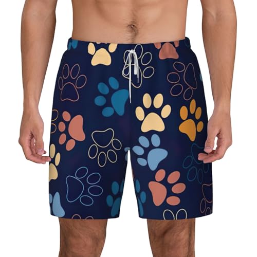 Short de plage homme imprimé patte de chien pour la baignade