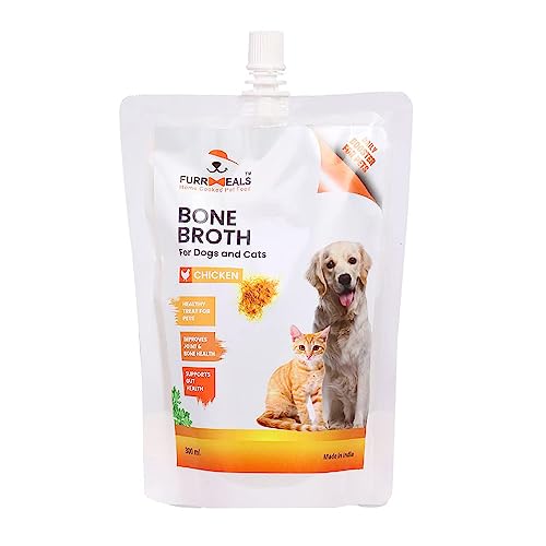 FurrMeals All Life Stages Ready To Serve Chicken Bone Broth | Gravy/Wet Dog Food | Treat For Dogs And Cats | 300Ml X Pack Of 1 | Joint Health Natural Supplement, Granule