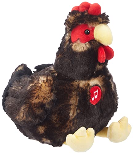 Poule en peluche sonore noire Gipsy de 22 cm, cadeau de naissance idéal