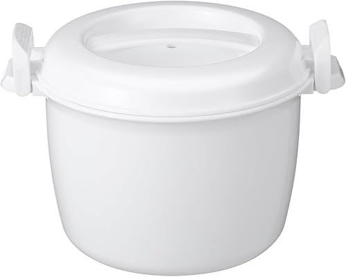 DOITOOL Arrocera para microondas y vaporizador de verduras, 1.8L pequeña arrocera para microondas con tapa, sin BPA, capacidad de 4 tazas para