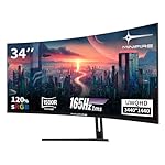 34" UWQHD Curved Gaming Monitor 165Hz(DP),3440 x 1440,Curved 1500R,1 ms(MPRT),100Hz(HDMI), AMD FreeSync,VA Panel,2xHDMI 2.1(TMDS)/1xDP 1.4 Ports(MFG34C5Q DP-Kabel im Lieferumfang enthalten)