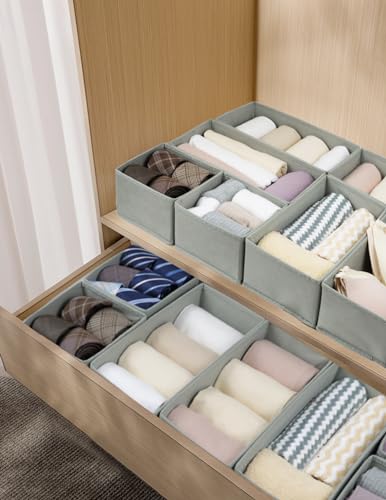 Fordonral-Drawer-Organizer-Clothes-Foldable-Fabric-Dresser-Organizer-Closet-Organizers-and-Storage-Box-for-UnderwearFolded-ClothesBaby-ClothingSocksBraTowelsTies6M6SGray