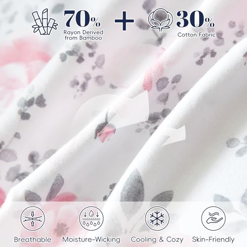 Image of PHF 2 Pack Baby Wearable Blanket 12-18 Months, Rayon Derived from Bamboo, Ultra Soft TOG 0.5 Baby Wearable Blankets with 2-Way Zipper, Large Size, Floral