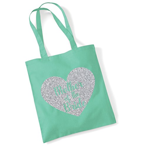Image of Edward Sinclair Mint Tote Bag Flower Girl in a Heart with Silver Glitter