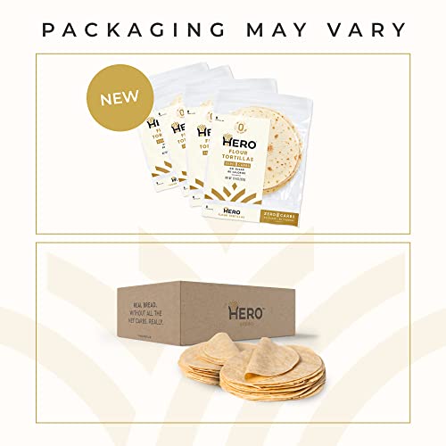 Hero Flour Tortillas — Delicious, Low Net Carb, 0G Sugar | 0G Net Carbs, 80 Calories, Keto | Soft Like Regular Tortillas | Size 8" (32 Tortillas) #TOP5