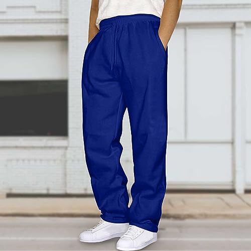Mens Hip Hop Pants Casual Solid Color Track Cuff Lace Up Workout Pants with Pocket Fall and Winter Casual Open3
