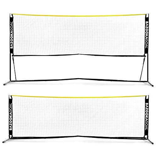 BazookaGoal Fussball-Tennisnetz 300x100cm Komplettset - verstell- und zusammenklappbar - Trainings-Tennisnetz für Kinder und Erwachsene - Ausziehbares und Faltbares Volleyball Netz - Hohe Qualität