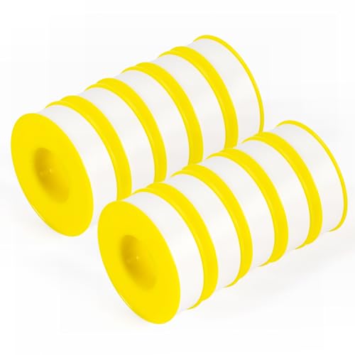 Image of U.S. Solid 10 Rolls 0.7 Inch(W) X 905 Inches(L) Teflon Tape, Plumbers Tape, PTFE Tape, Sealing Tape, Water Pipe Sealing Tape, Duct Tape, Yellow Shell