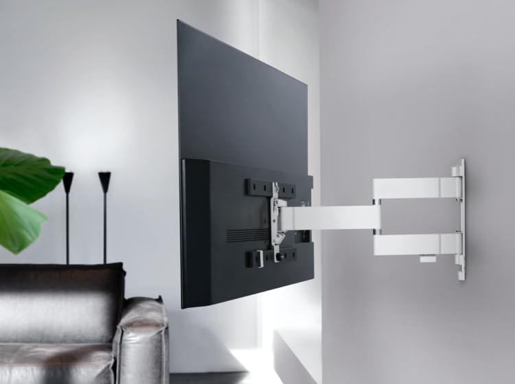 One For All voll schwenkbare OLED-TV-Wandhalterung – Bildschirmgröße 32 bis 77 Zoll – 180° -Drehung und 20° Neigung – Für alle TV-Typen – Max. Gewicht: 40 kg – Max VESA 400x400 – Schwarz-weiß – WM6453 – Bild 4