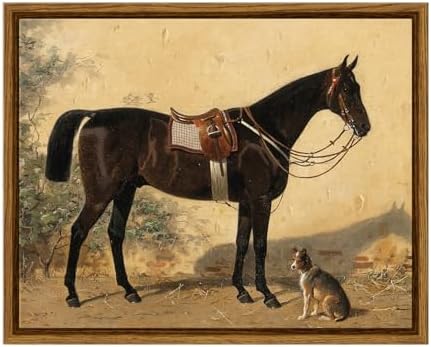ARPEOTCY Framed Canvas Horse Wall Art, Vintage Classic Art Prints for Home Desktop Decor, Rustic Farmhouse Country Wall Decor for Living Room, Bathroom, Office, Bedroom, 8″x10″