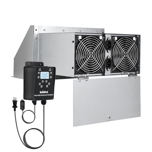 Reversible Basement Ventilation Fan with Dual 100 CFM Fans, Independent Speed Control, Smart Humidity & Timer Modes, Real-Time Display, Fresh Air Supply & Exhaust for Basement, Storeroom, Wine Cellar
