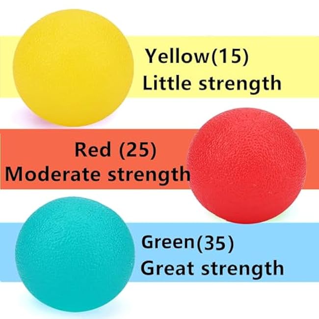 3 Resistance Stress Relief Balls for Adults, Physical Therapy Hand Exercise Balls Kits, Squeeze Balls Sets for Hand Finger Wrist Muscles Arthritis Training, Hand Grip Strengthening Train Ball