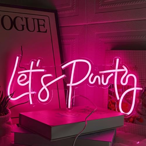 Image of Let's Party Neon Sign, LED Neon Lights for Bedroom Wall Decor, Art Decorative Lights for Bachelorette Party, Engagement Party, Birthday Party, Living Room, Gamer Room Decor Aesthetic (Pink) | Art Decorative Lights for Bachelorette Party Engagement Party Birthday Party Living Room Gamer Room Decor Aesthetic