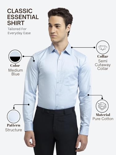 Image of Raymond Slim Fit Pure Cotton Structure Pattern Semi Cut Away Collar Formal Shirt