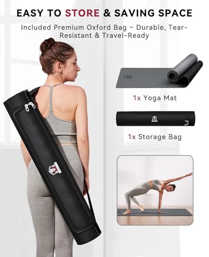 HAPBEAR Large Yoga Mat - 72"x30" Extra Wide Exercise Mat, 1/5" Thick Dual Color PVC, Anti- - image 6