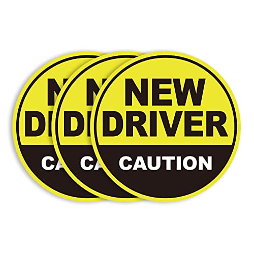 New driver magnet circulaire auto : lot de 3 disques magnétiques de signalisation jaune et noir