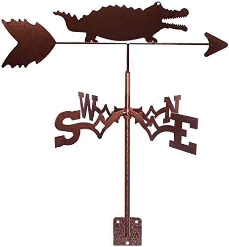 Girouette rétro crocodile en métal : outil de mesure et spinner de vitesse de toit autoportant