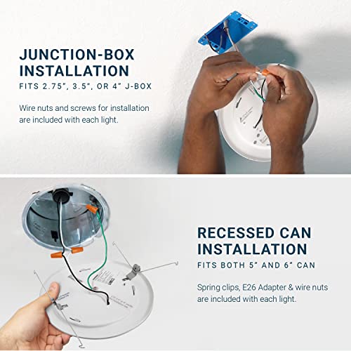 Parmida (12 Pack) 5/6 Inch Dimmable Led Disk Light Surface Flush Mount 15W, Ul Listed, Recessed Retrofit Ceiling Lights, Energy Star, Installs Into Junction Box Or Recessed Can, 1050Lm - 2700K #TOP2