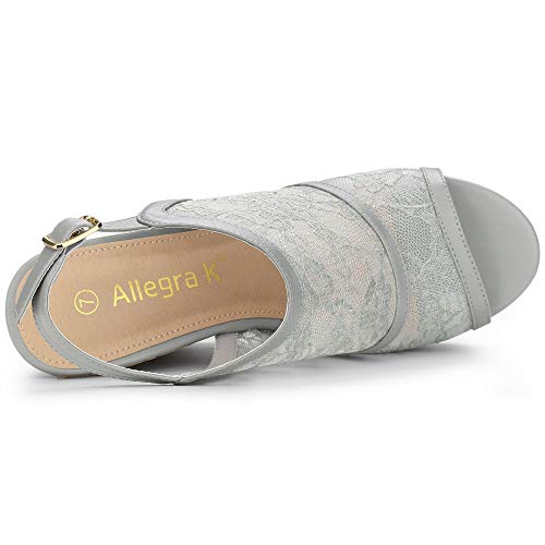 Allegra K Women's Open Toe Platform Heel Lace Wedges Sandals4