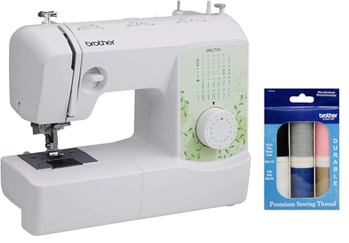 Image of Brother SM2700 27-Stitch Free Arm Sewing Machine and 6-Piece Premium Sewing Thread Pack | 27 Stitches 1-Step Auto-Size Buttonhole, Auto Needle Threader, Quick-Set Bobbin, 6 Presser Feet Plus 6-Thread Pack, (6 Piece)