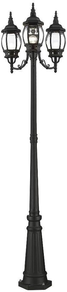 Livex Lighting 7710-14 Outdoor Post Light with Clear Beveled Glass Shades, 84" x 22", Black