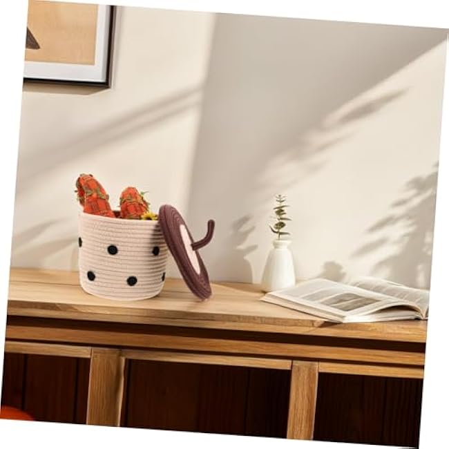 Cotton Rope Basket with Lid Portable Storage for Living Room and Bedroom for Towels and Miscellaneous Items Handwoven Design for Elegant Organization