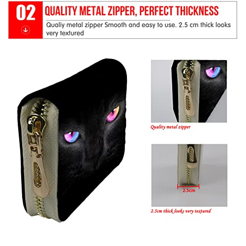 Horeset Pu Leather Credit Card Holder Cat Pattern Zipper Wallet Case Purse Rfid Blocking For Women Ladies Girls Men #TOP4