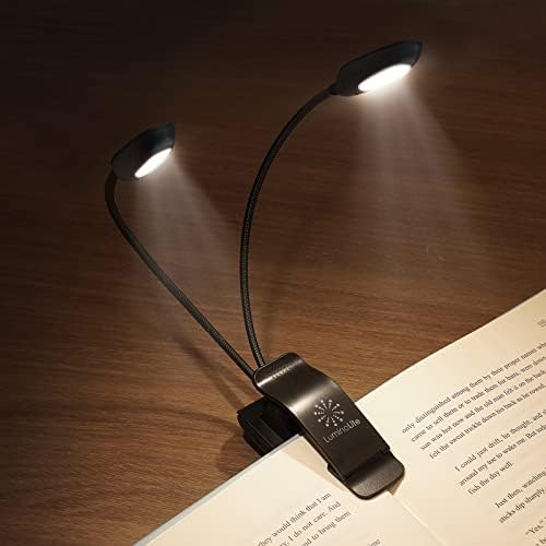 Dual Heads Rechargeable Book-Light for Reading at Night in Bed, Warm/White Reading Light with Clamp, 180° Adjustable Mini Clip on Light, Lightweight Eye Care Book Light Perfect for Readers & Kids