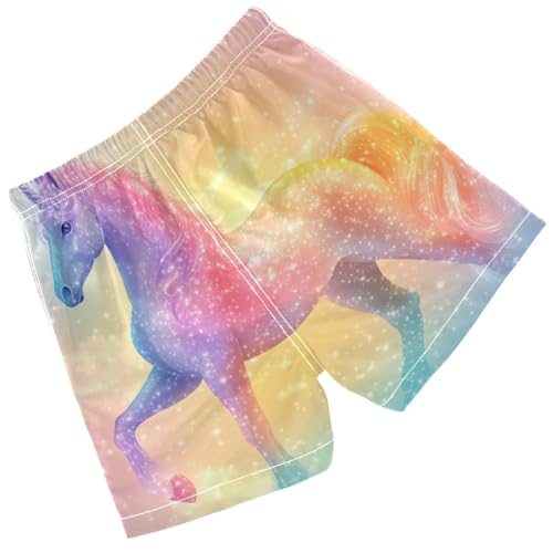 Pigsaly Boys' Swim Board Shorts Rainbow Unicorn Glitter Boy's Swim Trunks Kids Swimwear 2T2