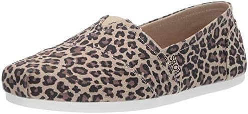 Skechers BOBS Women's Bobs Plush-Hot Spotted. Leopard Print Slip on Ballet Flat, 8 M US