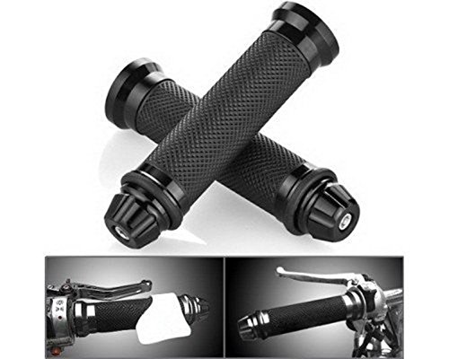 Nuoxinus Motorcycle Hand Grips With Bar End Cap, Racing Cnc Aluminum & Soft Rubber Handlebar Universal For 7/8"(22Mm) Handle Bar (Black) #TOP5