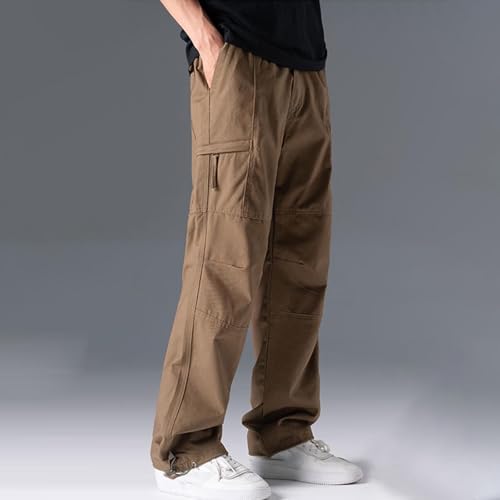 Men's Plus Size Casual Cargo Pants Elastic Waist Outdoor Athletic Work Trousers with Pockets Straight Leg Sweatpants4