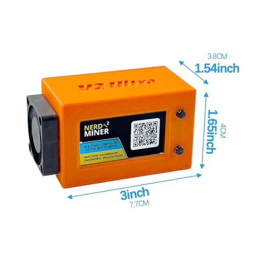 NerdMiner V2 Ultra 78KH/S T Display S3 Bitcoin Miner with Low Power Consumption Crypto Nerdminer with Fan Lucky Miner Win 6.25 BTC (Orange)