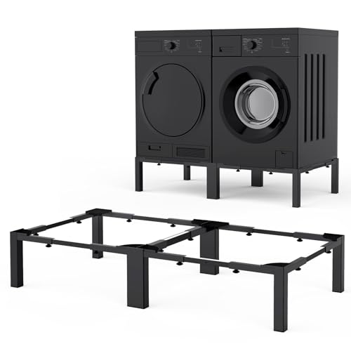 Image of Washer and Dryer Stand Adjustable All-In-One - Heavy Duty Universal Washer and Dryer Stand Fits (40.9-66.14L) x (20.47-33.07W) x (12.6H Inch) - For Front Load Washers and Dryers (Black)