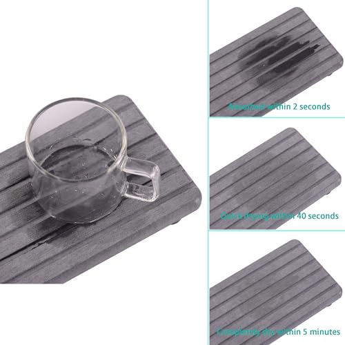 Image of NiuYichee 2 PCS Water Absorbent diatomite Coasters, 12.2 inch x 4 inch Water Absorbing Stone Tray for Sink, Stone Drying mat for Kitchen Counter, Stone soap Tray Used for Hand Soaps & toiletries & Plants