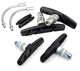 Star-Art Bike Brake Pads Brake Kit Brake Shoes Pads Cable Guide Protector 8 in One 70mm Bicycle V-Brake Pad Set Work for All Shimano Sram MTB V-Brake System 2pairs(4 Pieces) (Black)