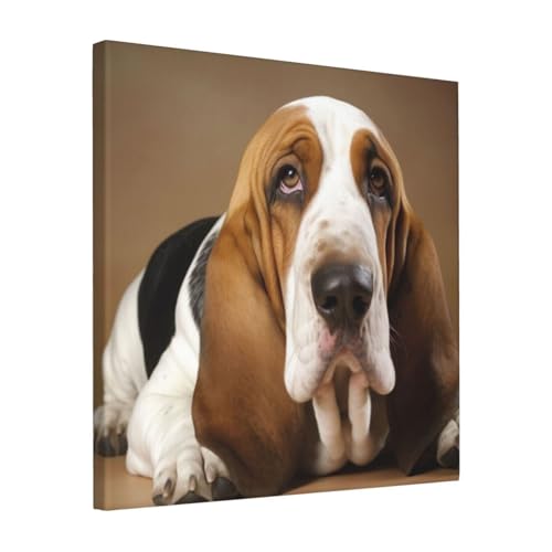 Toile basset 40x40 cm de QMNKLET pour décoration murale de salon