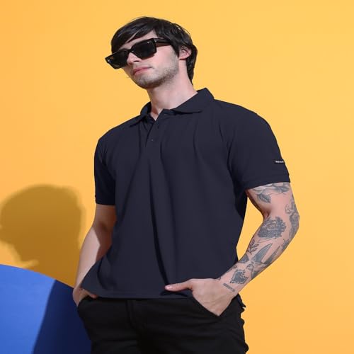Image of Men's Polo T-Shirt Cotton Casual Comfortable Relaxed Fit Regular Collar Neck Stylish Half Sleeves Daily Office Formal Wear T-Shirt for Men