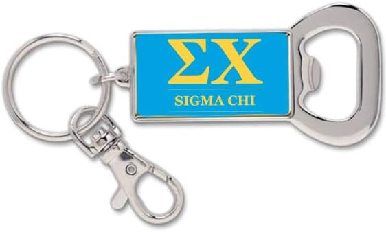 Sorority Shop Sigma Chi Fraternity Keychain - Flat Bottle Opener with Greek Letters and Fraternity Name in Official Colors, Sigma Chi Keyring