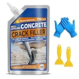 T9TDCS Concrete Crack Filler, 1.1LB(17.63oz) High Elasticity Self Leveling Cement Crack Filler, Slab Concrete Waterproof Repair Sealant for Driveway, Walkway, Patio, Joint, Indoor & Outdoor - Grey