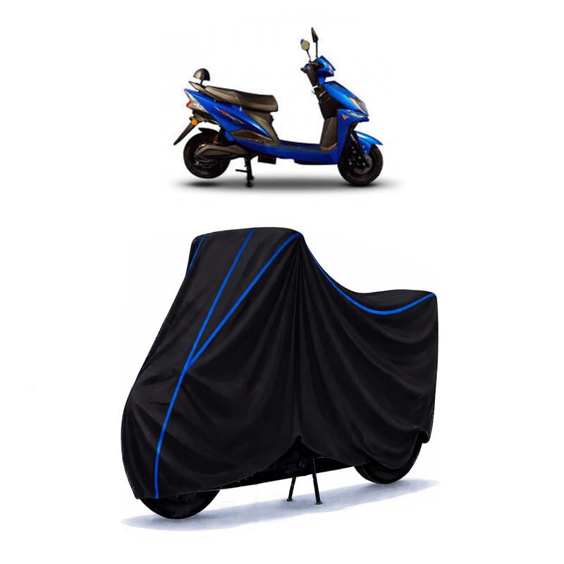 Image of Scooty Cover Water Resistant for Snap | Universal Scooter & Bike Cover | Heavy Duty UV Protection | Dust, Rain & Scratch Protection | Elastic Fit All Weather Indoor Outdoor | Black with Blue Piping