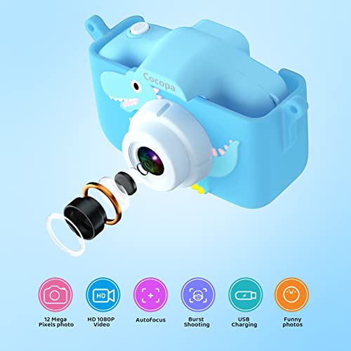 Cocopa Kids Camera Toys For 3-12 Years Old Boys Girls,Hd Digital Video Cameras For Kids With Protective Silicone Cover,Christmas Birthday Gifts For 3 4 5 6 7 8 Year Old Boys With 32Gb Sd Card(Blue) #TOP1