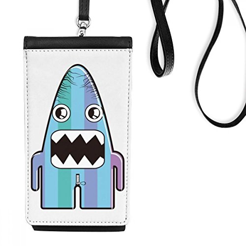 Sac téléphone noir univers alien bleu en faux cuir pour ranger smartphone et monnaie