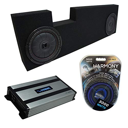 Kicker Bundle Compatible with 2001-2014 Ford F250 F350 Super Crew Truck 43CVT104 CompVT CVT10 Dual 10" Loaded Sub Box Enclosure with HA-A800.1 Class D Amp Mono Amplifier