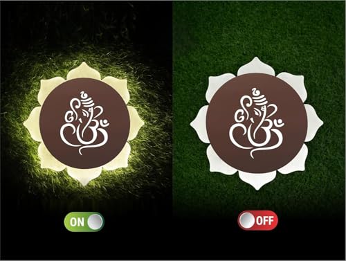 Image of Flower Ganpati LED Wall Light - Rose Gold & Frosted Acrylic | Ideal for Temple, Living Room, Bedroom, Pooja Room, Mandir & Shops - (2 Pack)