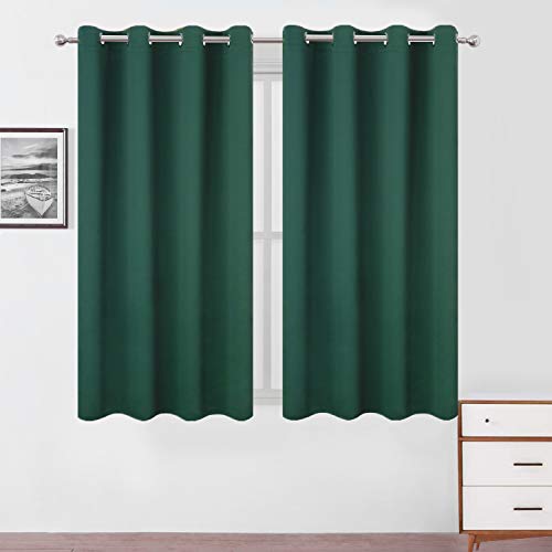 Image of LEMOMO Blackout Curtains 52 x 45 inch /Green Curtains Set of 2 Panels /Thermal Insulated Room Darkening Bedroom Curtains