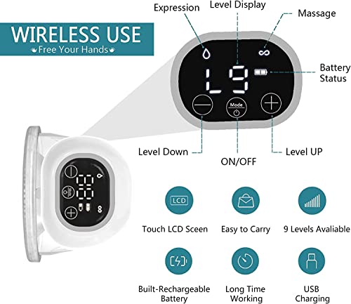 Aidmom Breast Pumps With Touch Screen Plus 3 Modes & 9 Levels, Wearable Breast Pump Portable Hands Free, Wearable Pumps For Breastfeeding Low Noise With Memory Function, 19Mm 21Mm 24Mm 28Mm Flanges #TOP1