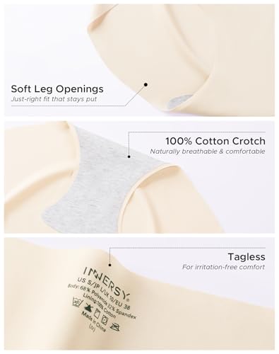 Image of INNERSY Seamless Underwear for Women Soft No Show Invisible Hipster Panties 4-Pack